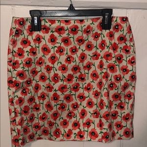 Red floral JCrew skirt